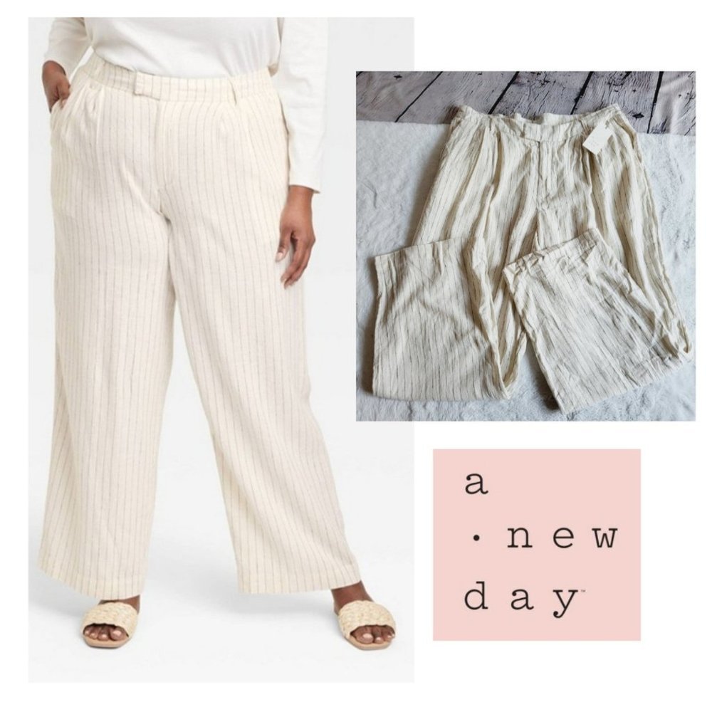 A New Day, Women's High-Rise Linen Wide Leg Fluid Pants, PT6-DZ